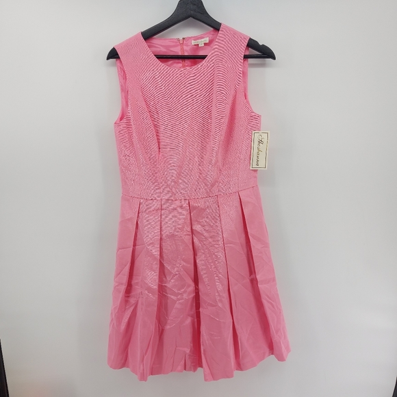 Shoshanna Abigail Rose Habutai Sleeveless Pleated Fit & Flare - Picture 3 of 9